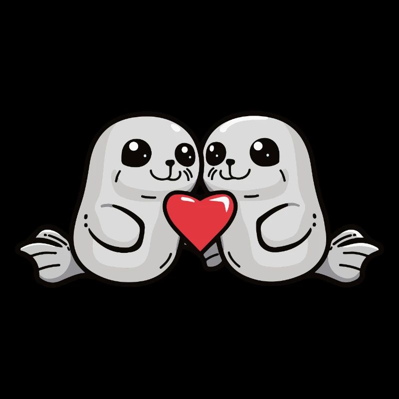 Couple de phoques Saint-Valentin