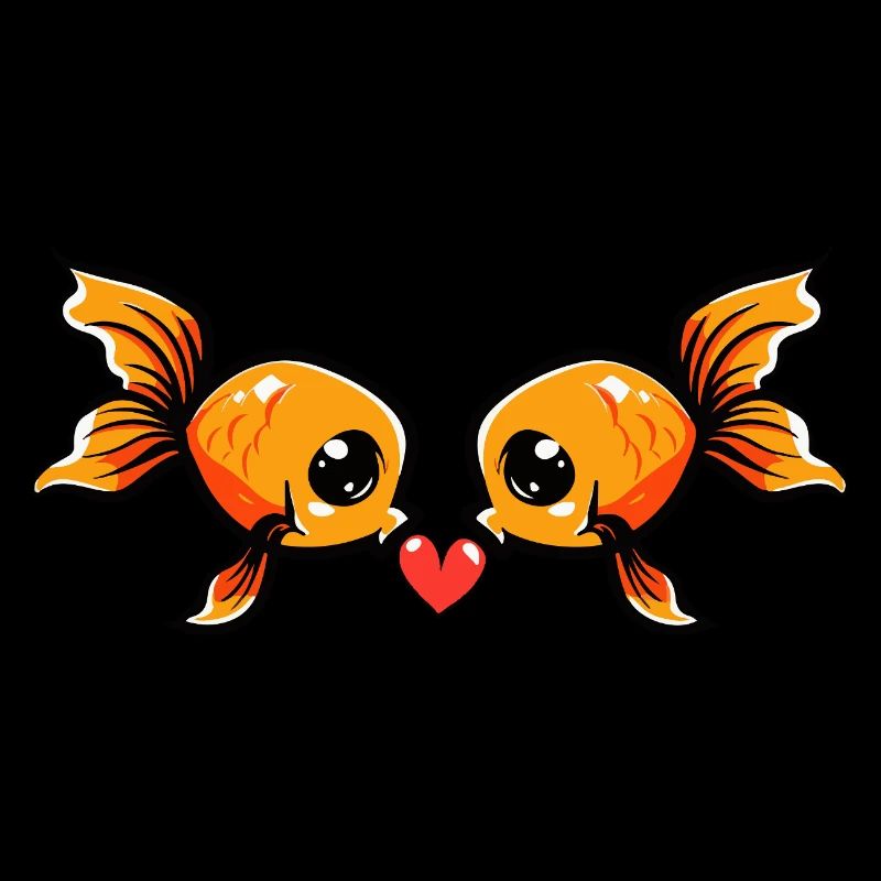 Poisson rouge Couple Poisson Saint-Valentin