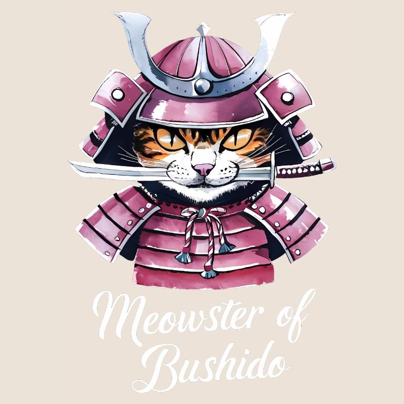 Aquarell Samurai Katze