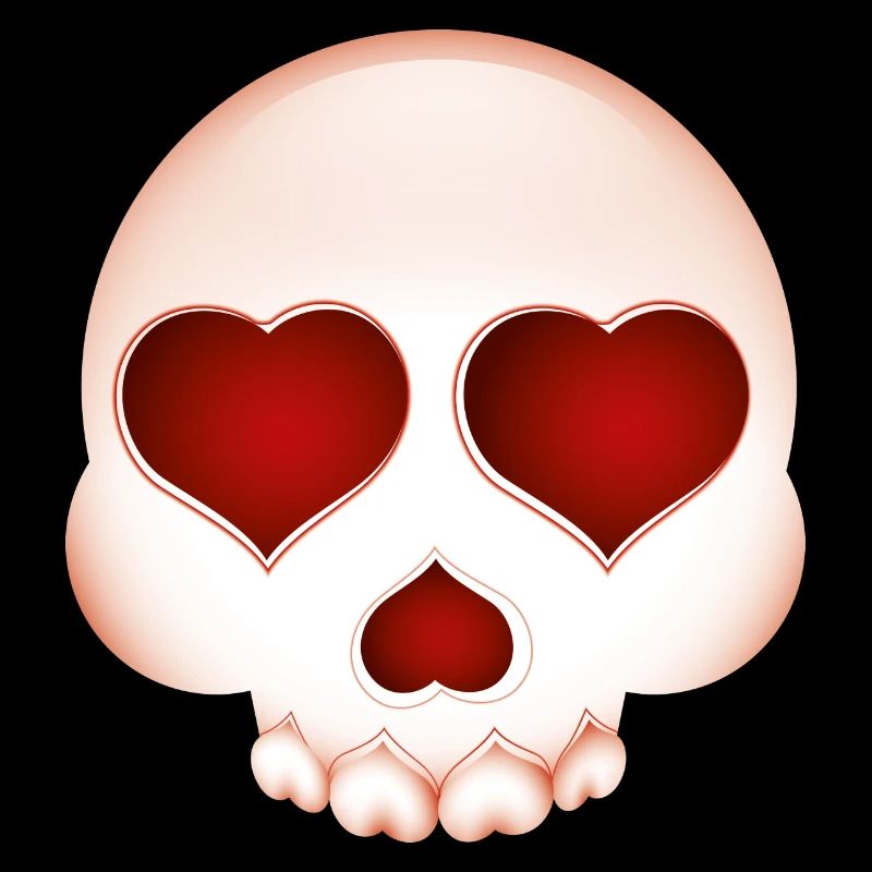 Smiley Skull with Hearts