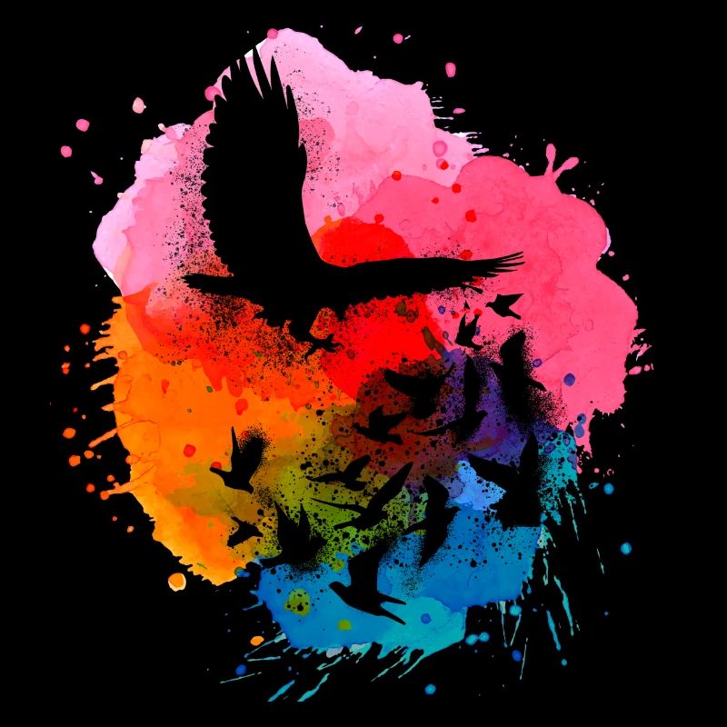 eagle,deaf,birds,flock of birds,colorful,graffiti,