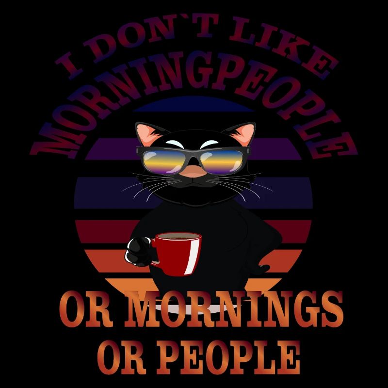 Motif de chat de café moufle du matin