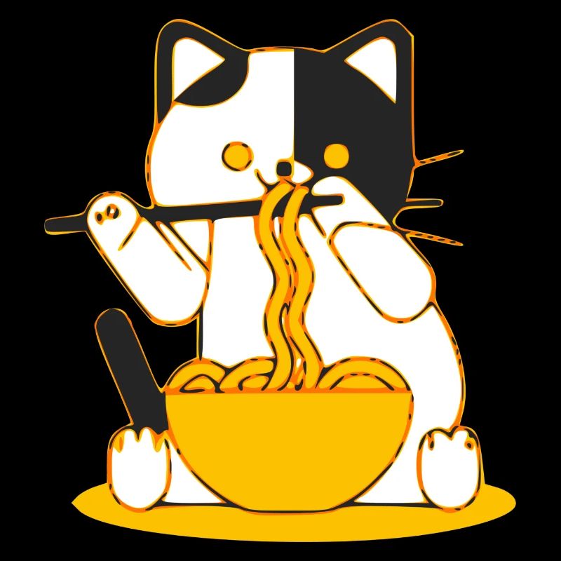 Dozy the cat that eats noodles