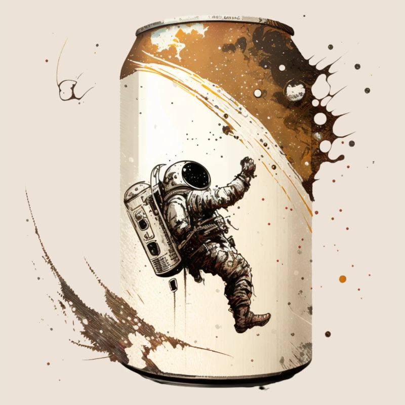 Astronaut mit Bier in einer Bierdose