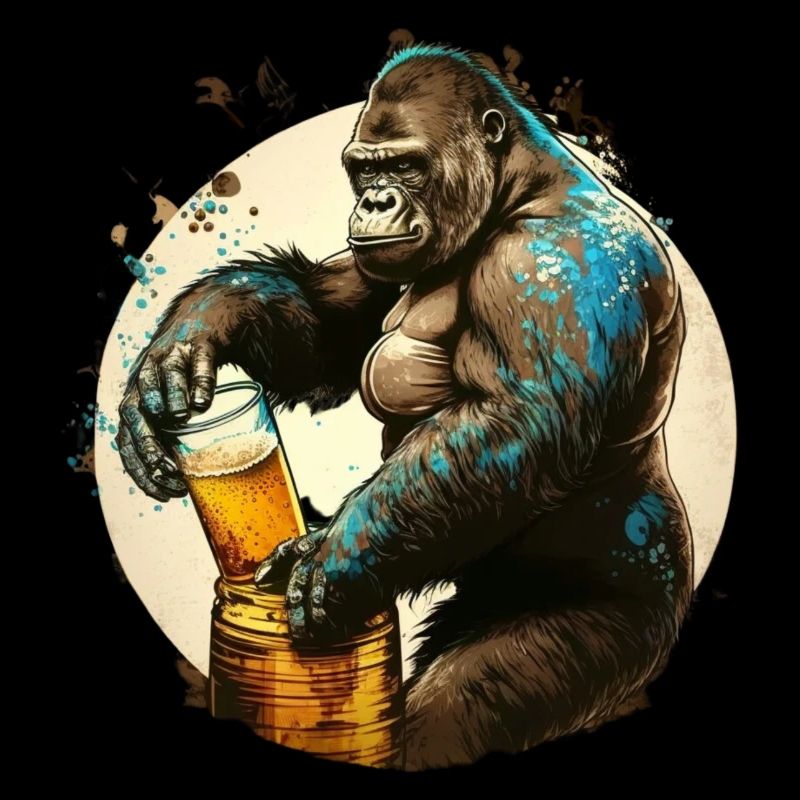 Starker Gorilla zapft Bier