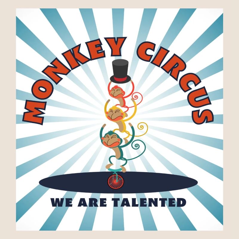 Monkey Circus - blue white