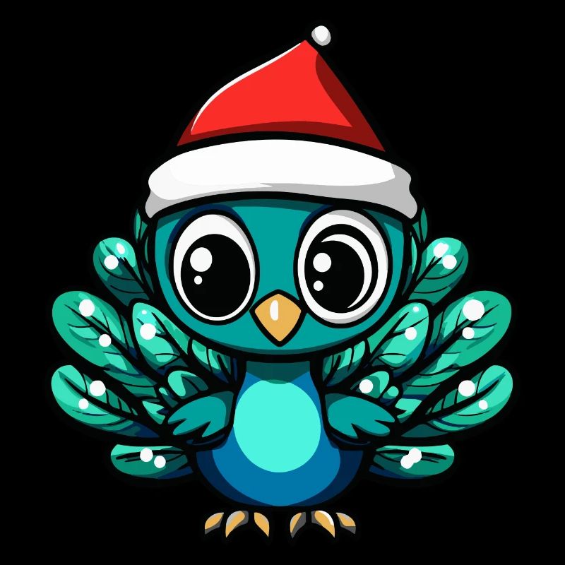 Paon oiseau Noël mignon