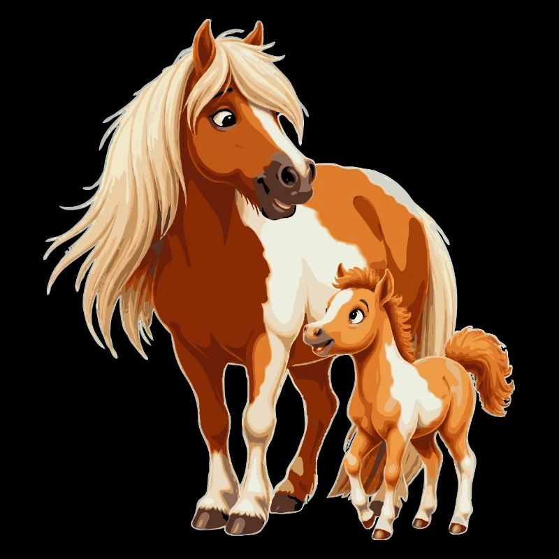 Shetland pony with foal