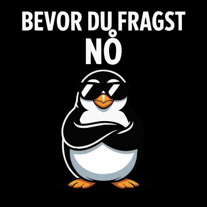 Lustiger Pinguin Spruch – Bevor Du Fragst: Nö