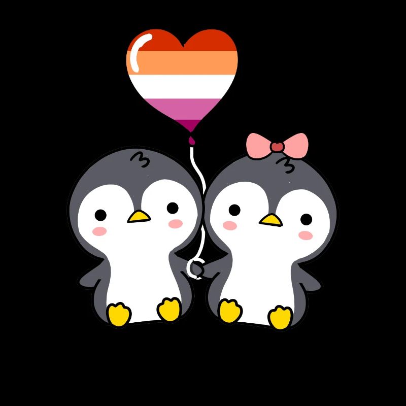 Pinguin-Paar Orange Pink Lesbian Pride