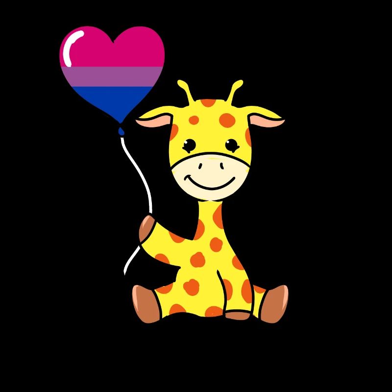 Giraffe mit Bisexual Pride Luftballon