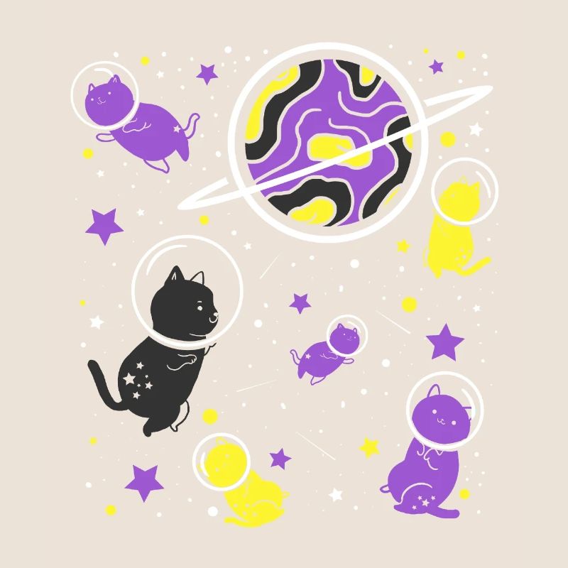 Nonbinary Pride Cat in Space