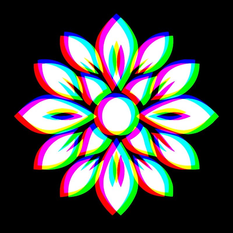 EDM Tricolore - Mandala floral - Style Glitch Rave