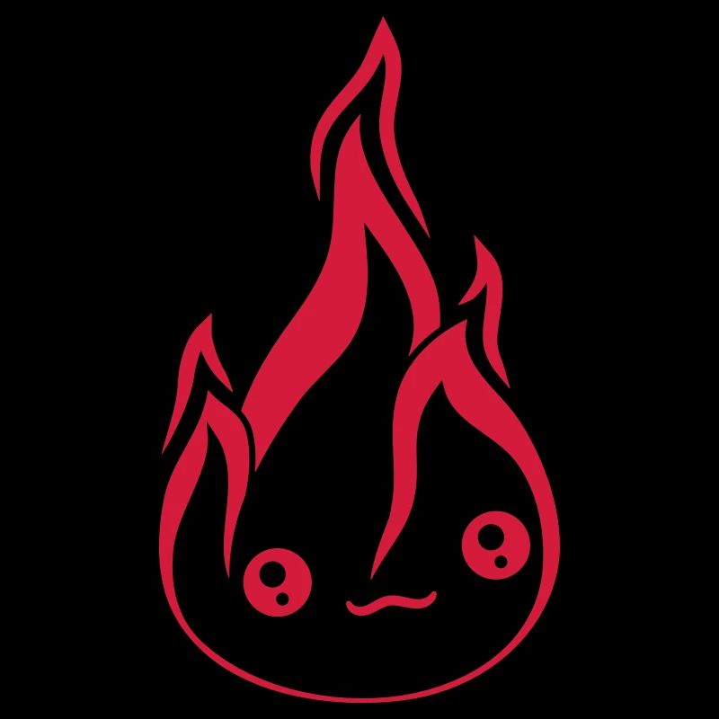 petit visage mignon mignon dessin animé comique feu f