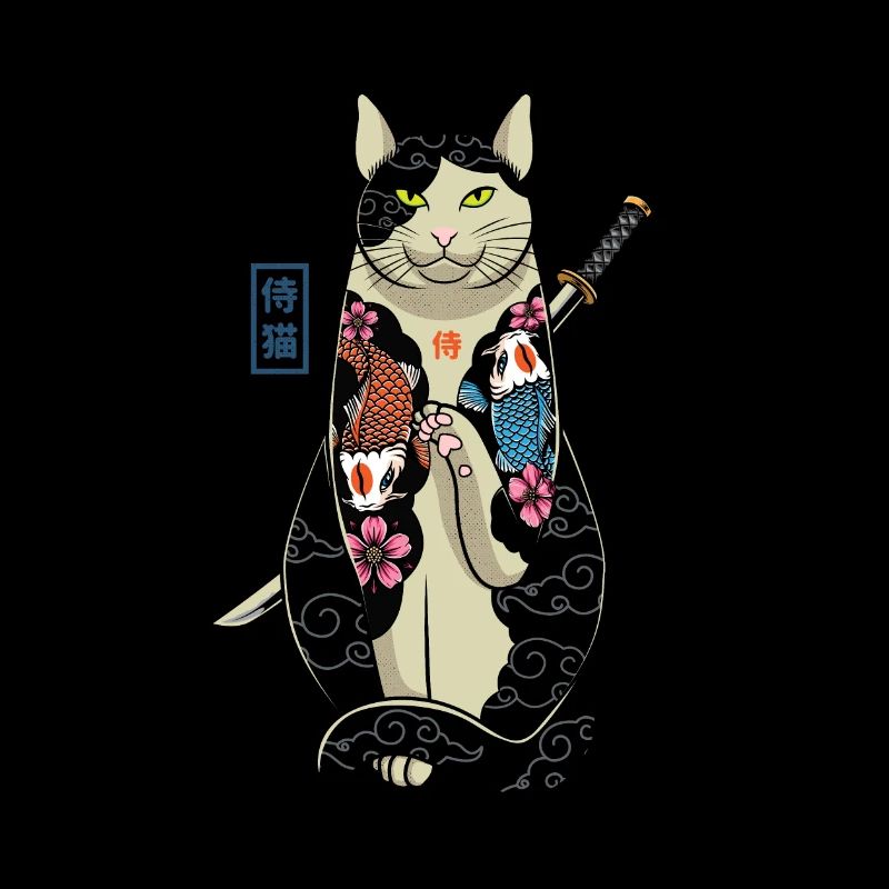 samurai cat - maneki neko