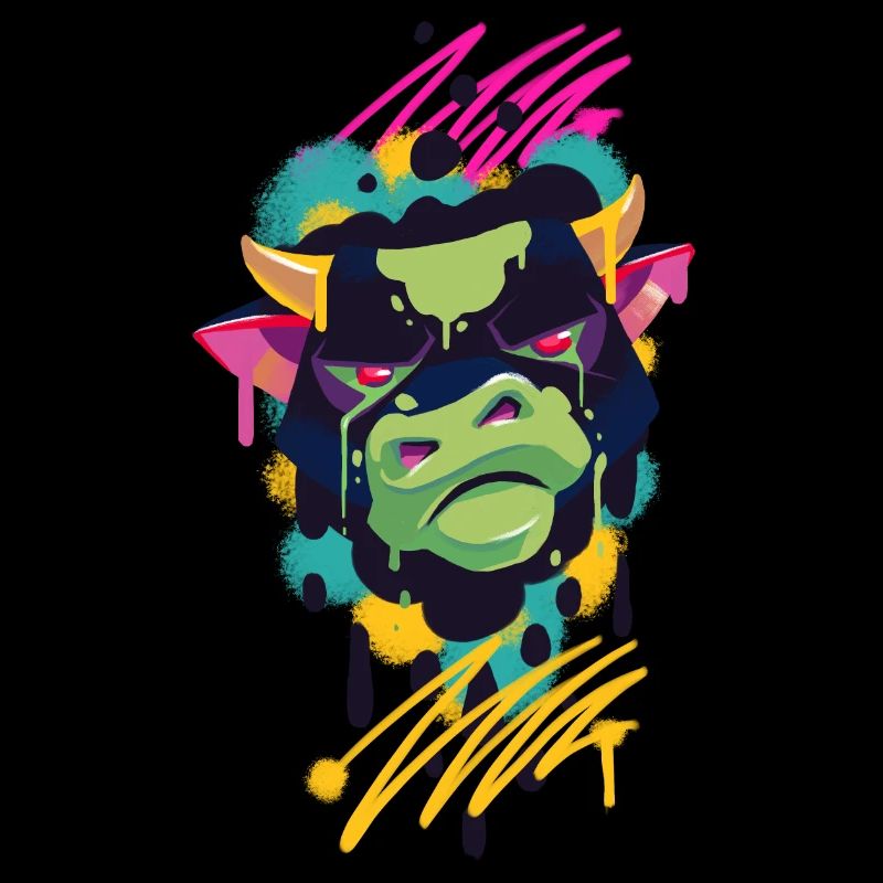 Un beau et drôle graffiti bull design