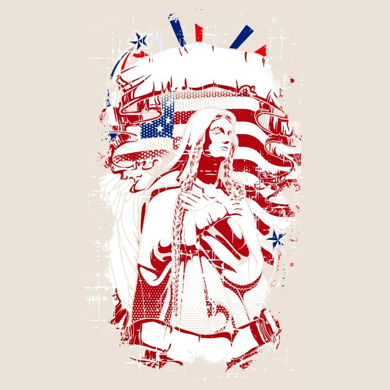 Une belle religieuse en prière avec un design de drapeaux américains