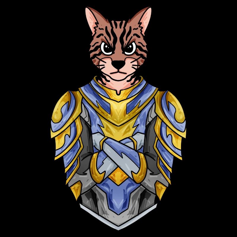 Chevalier Chat Chat Race Bengale Chat avec Armure