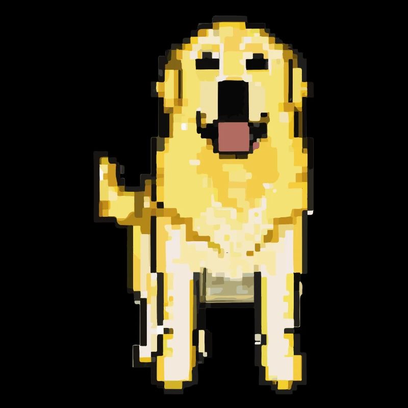 Golden Retriever Pixelated Pixel Dog