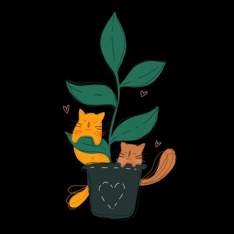 süße Katzen mit Pflanze