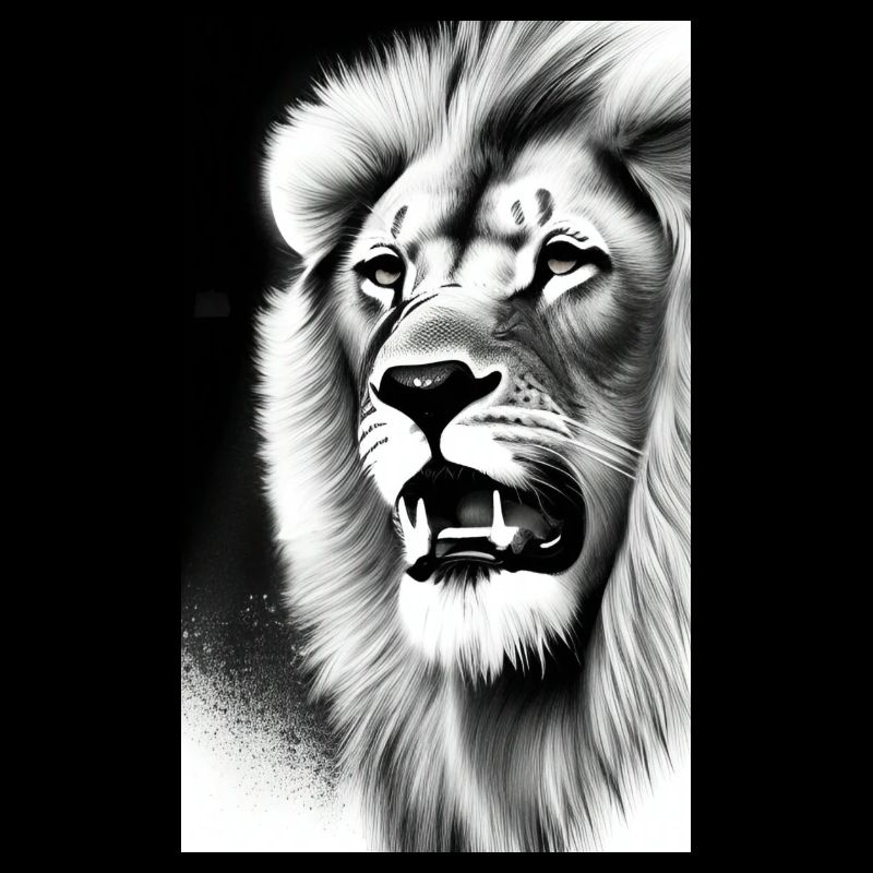 Lion noir et blanc