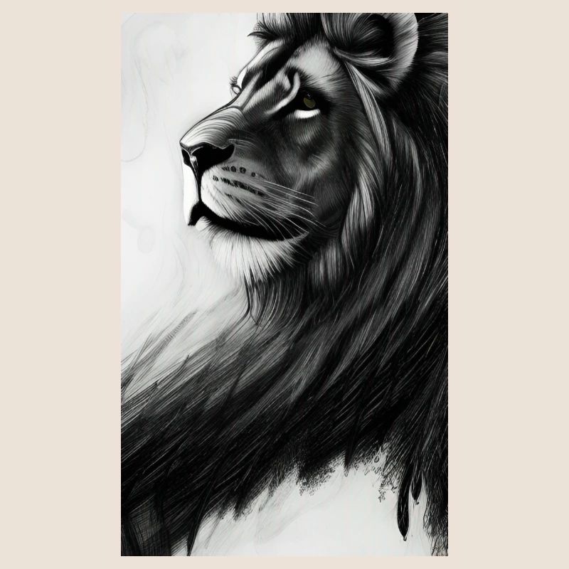 Lion noir et blanc