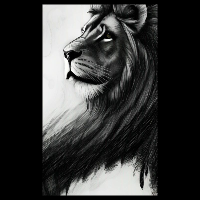 Lion noir et blanc