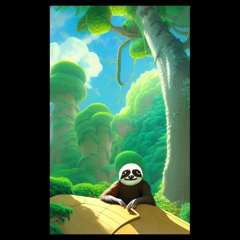 Cool Comic Drawing of a Sloth in the jungle