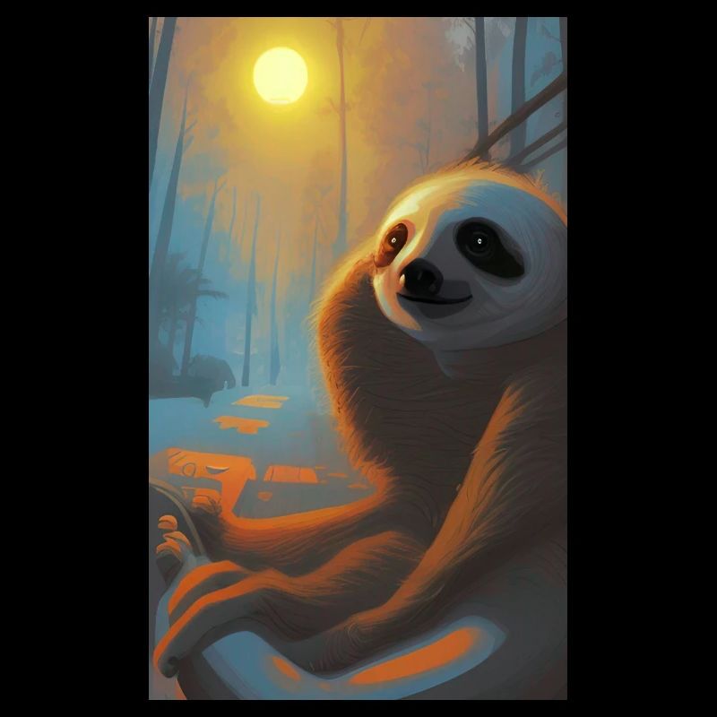 Cool Comic Drawing of a Sloth in the jungle