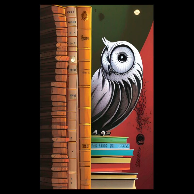 Comic Cartoon Süße Büchereule Eule Bücherstapel