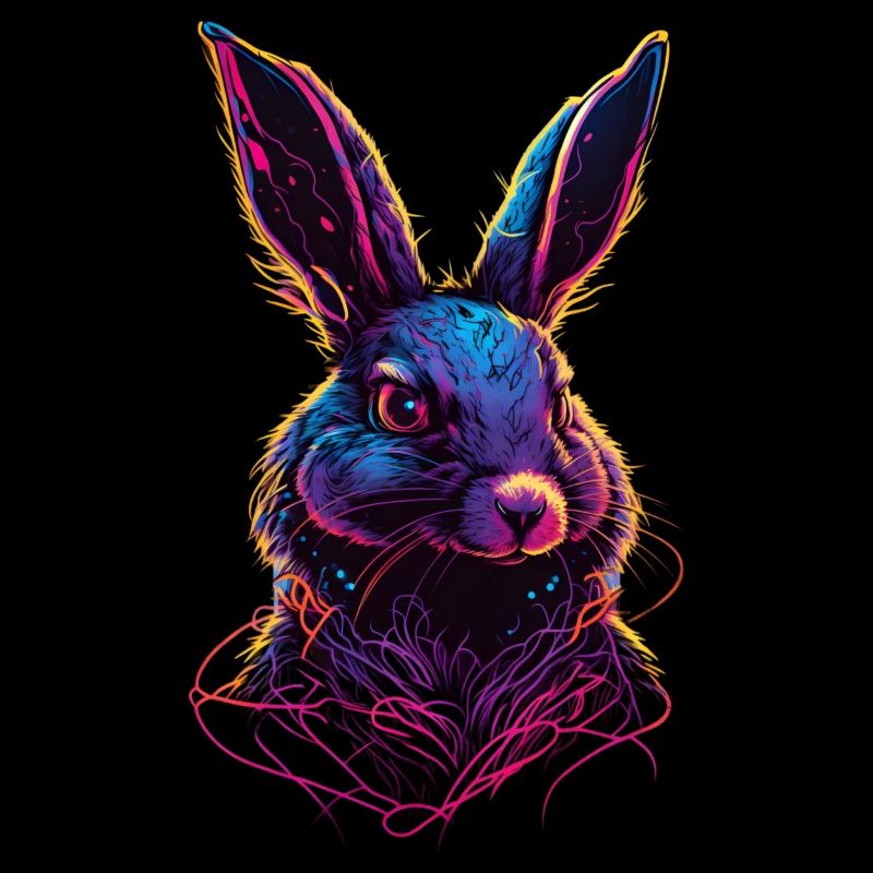 Rabbit Synthwave 80 s gift