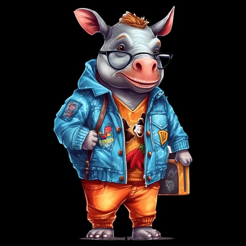 Dessin animé Mignon Rhinocéros