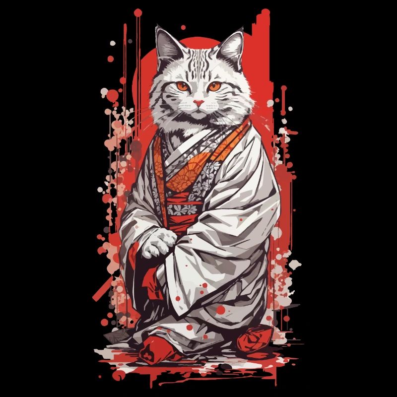 Kimono Japonais Chat Style Ukiyo-E