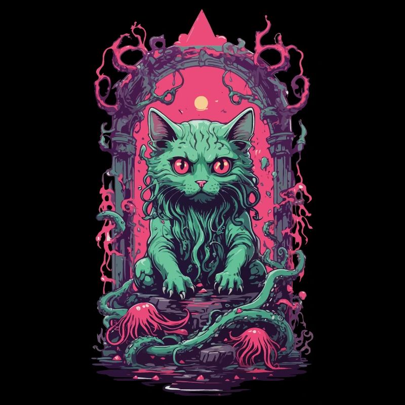 Dämon Katze Halloween Gothic Lustig Katzen Design