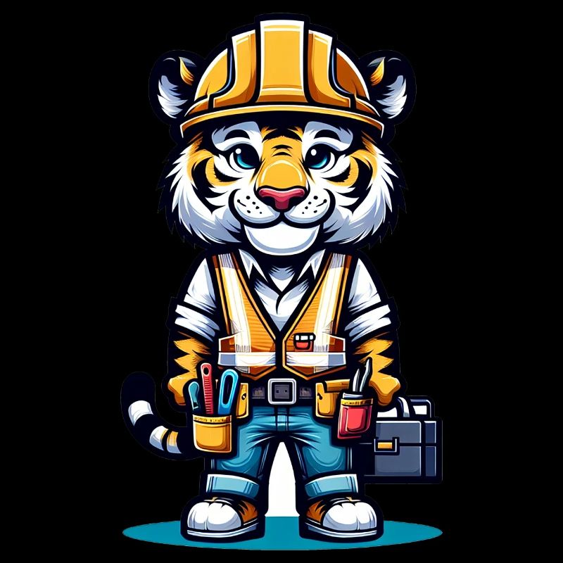 Cute Tiger Construction Worker