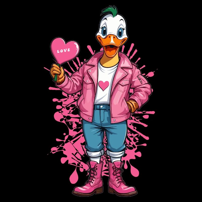 Canard punk avec coeur