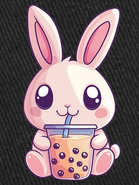 Rabbit drinks bubble tea