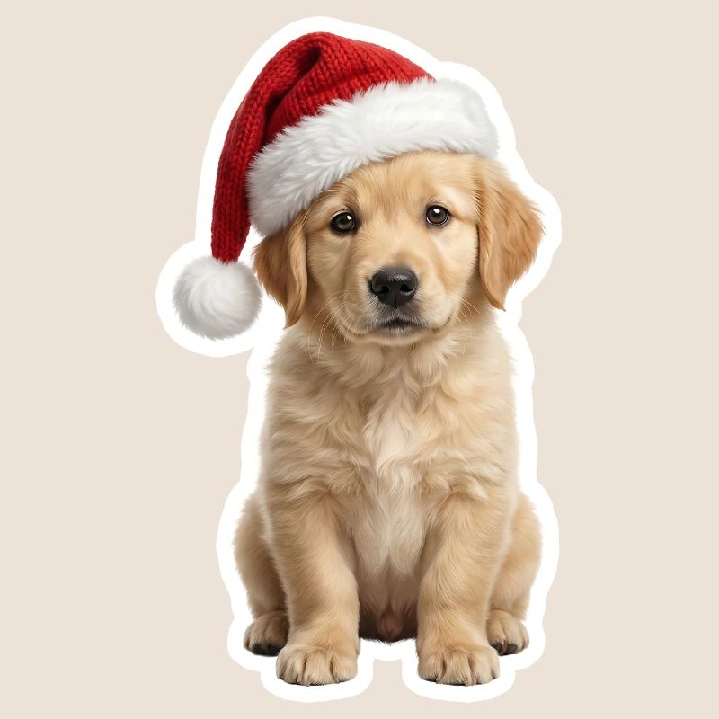 Un petit chiot Retriever adore Noël