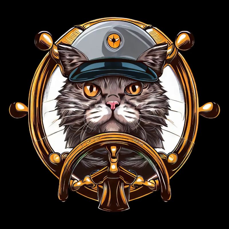 Capitaine de chat au volant - Aventure à la voile