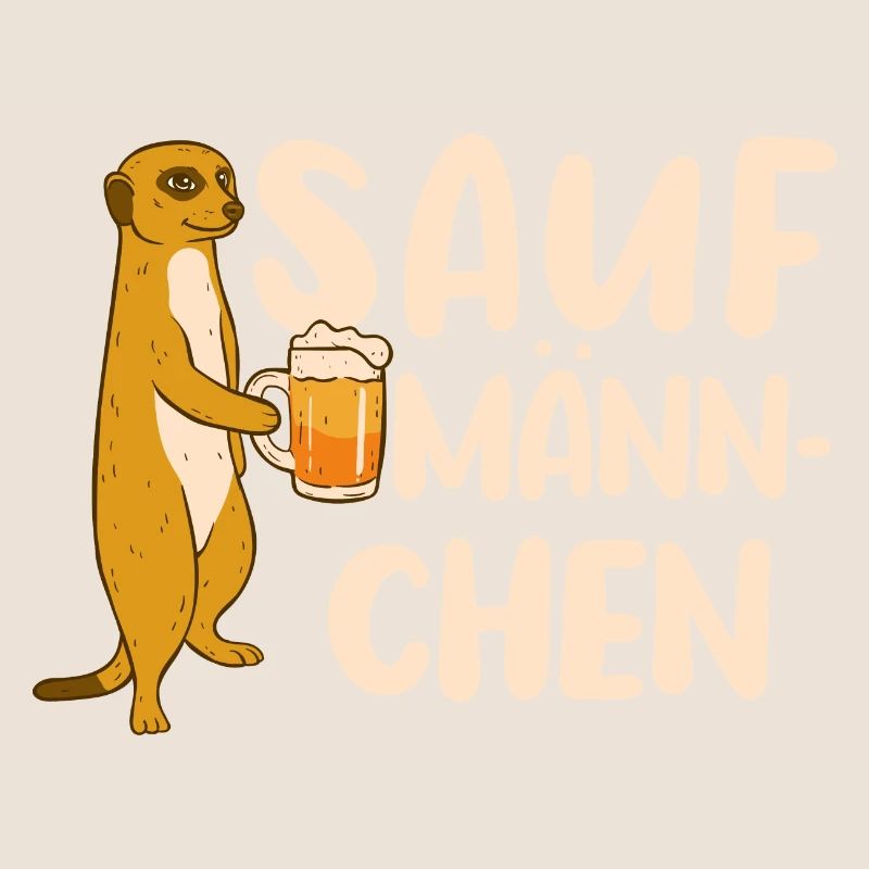 Sauf Männchen Erdmännchen Biertrinker Bier