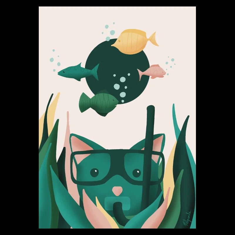 Chat dans l'eau - chat marin