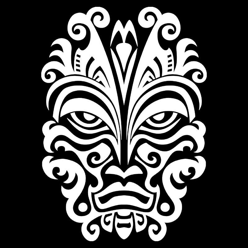 Expressive Maori tattoo design in white
