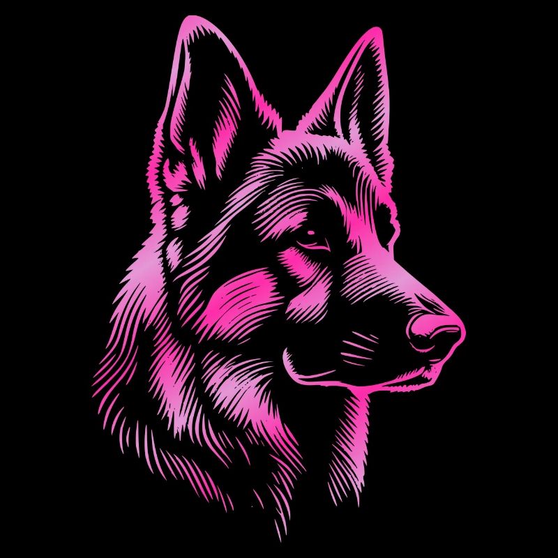 German Shepherd head pink