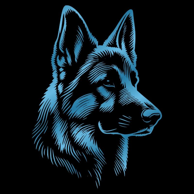 German Shepherd Head Blue
