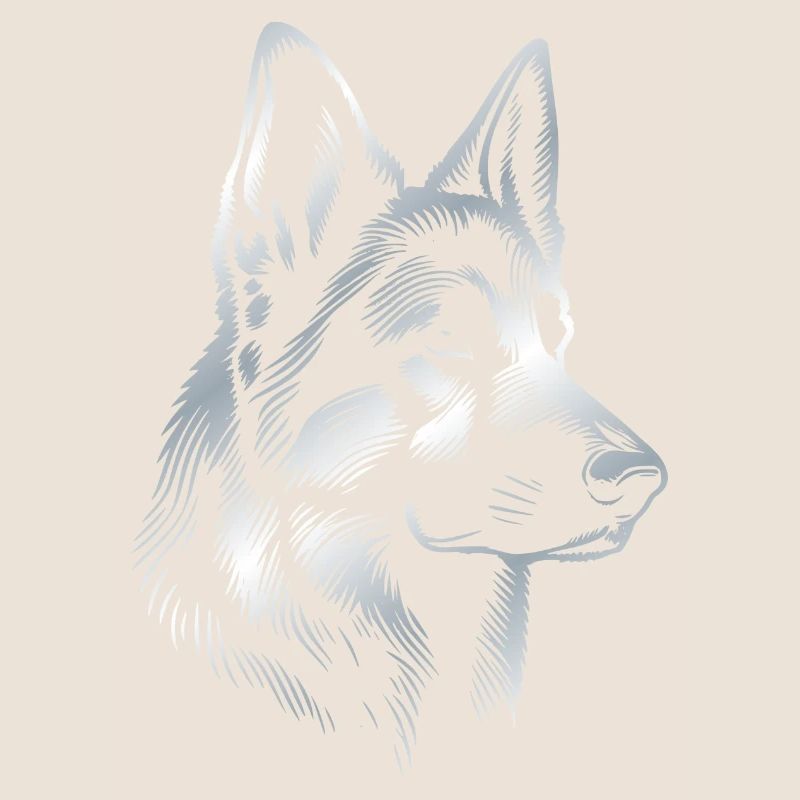 Deutscher Schäferhund Kopf silber