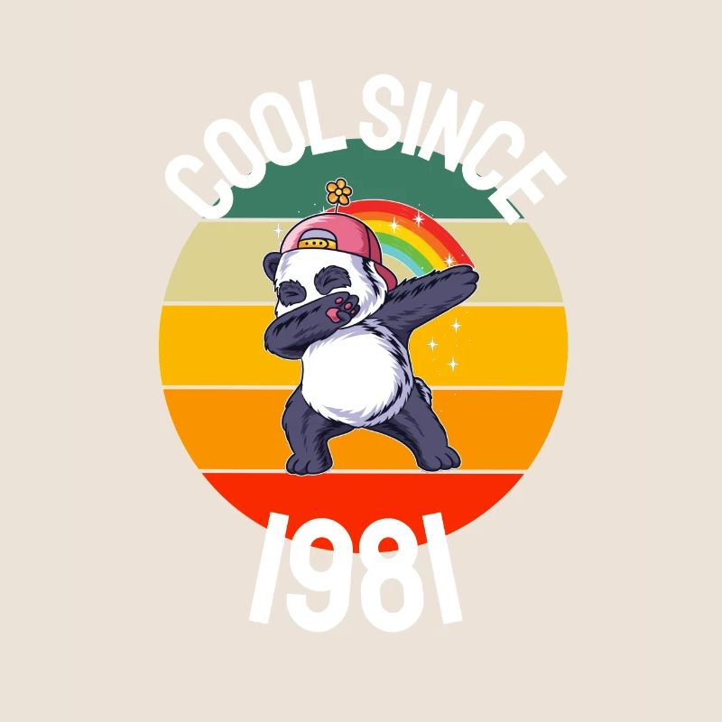 Cool Since 1981 Retro Dabbing Panda 41st Birthday