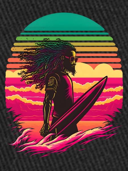 Synthwave Rasta Man surfer