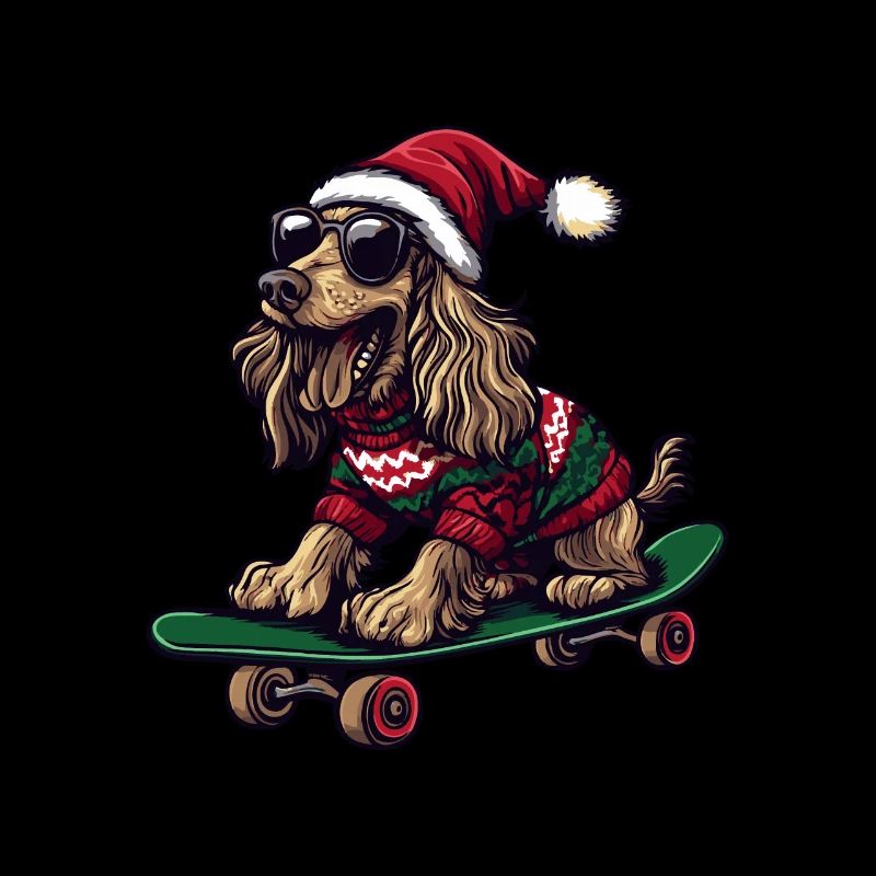 Afghan Hound Hund Weihnachten Skateboard