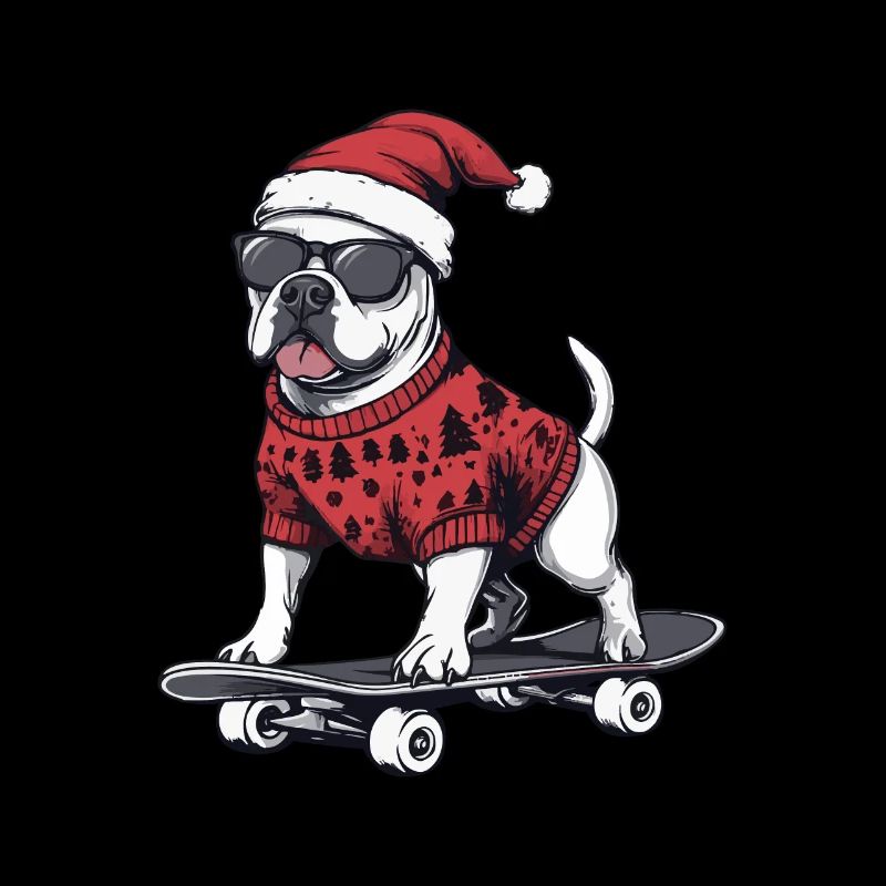 Pit Terrier Hund Weihnachten Skateboard