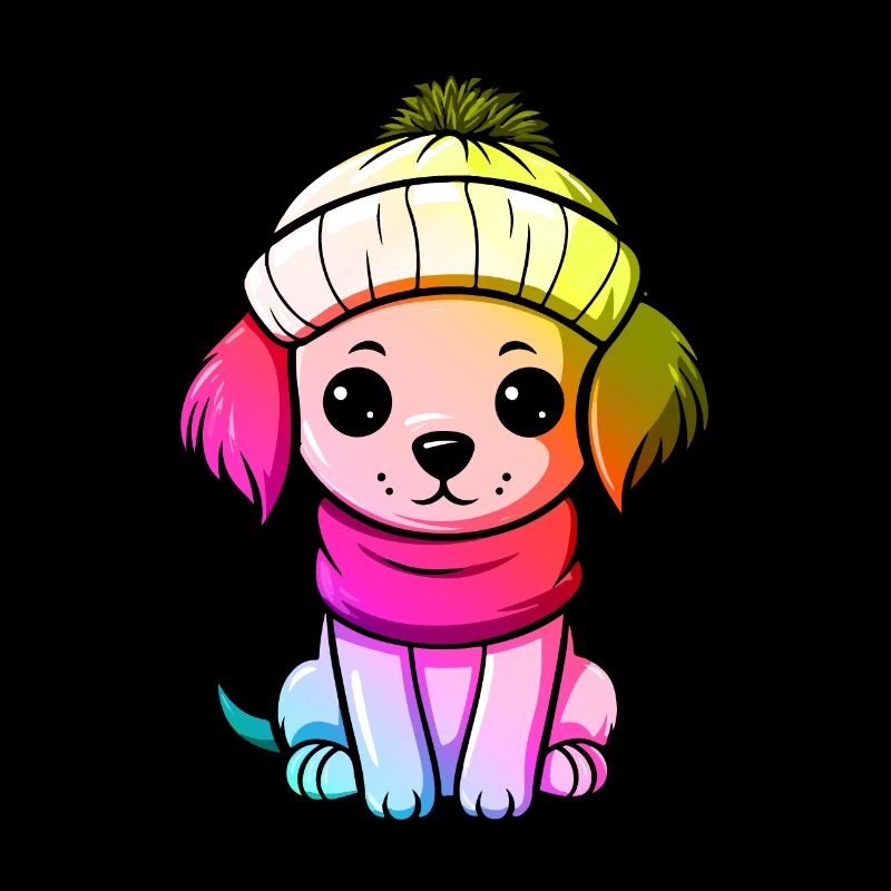 Hund Winter Tier Bunt Comic